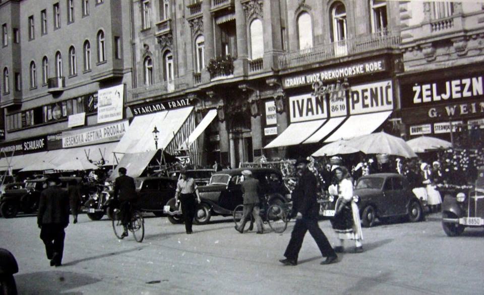 Trg bana Jelačića 1940-ih godina, dućani